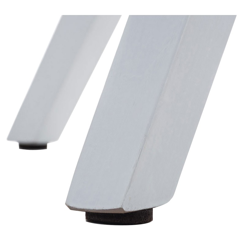 Silla con patas de palo, tapizada, cuadrada, blanca/azul