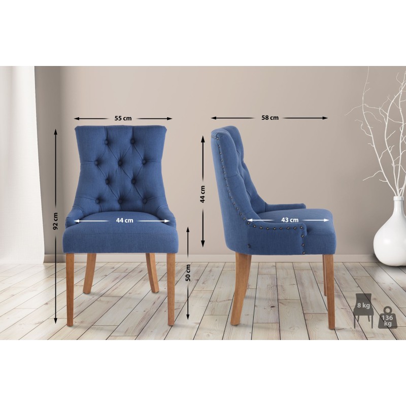 Silla de comedor antigua de tela Aberdeen azul claro