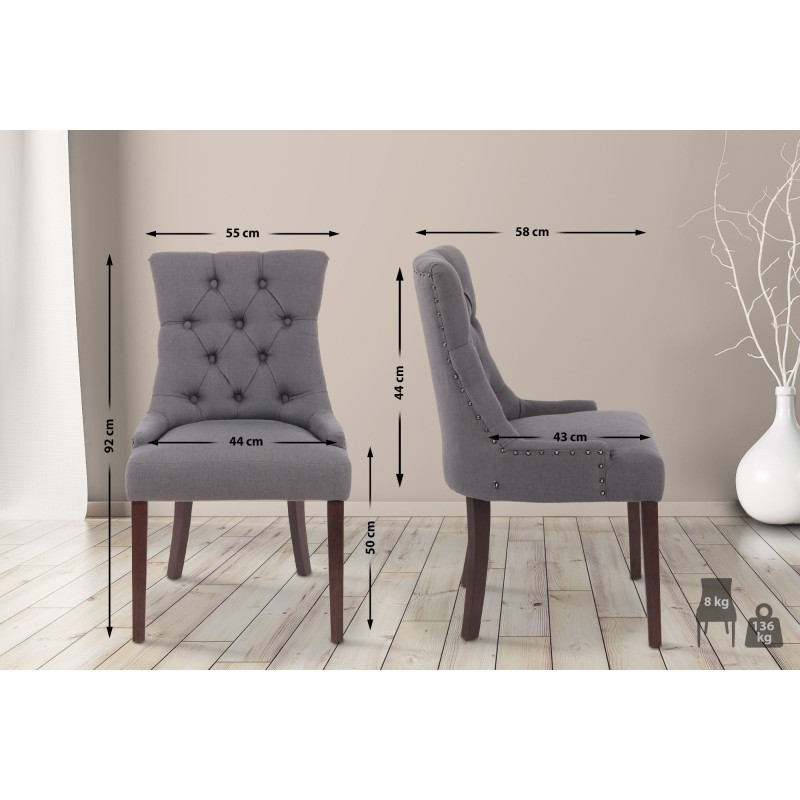 Silla de comedor Aberdeen, tapizada en tela gris oscuro antigua.