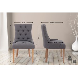 Silla de comedor Aberdeen, tela gris oscuro antigua clara