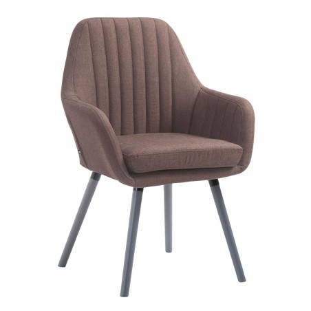 Sillón Florian, tapizado en tela gris-marrón