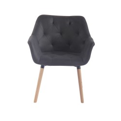 Silla de comedor vintage Cassidy, piel sintética, negro natural