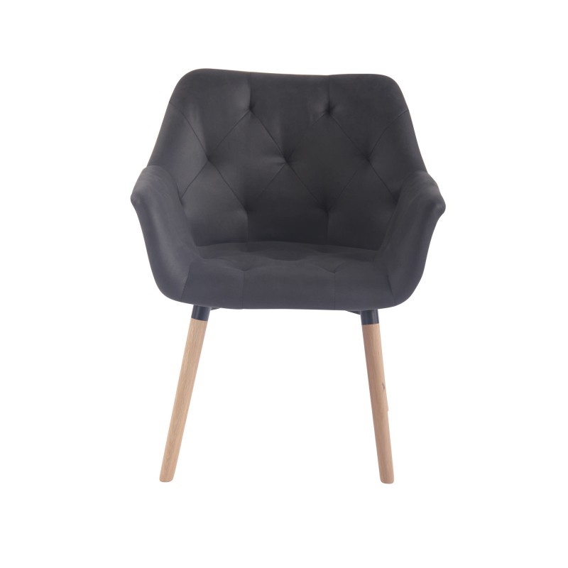 Silla de comedor vintage Cassidy, piel sintética, negro natural