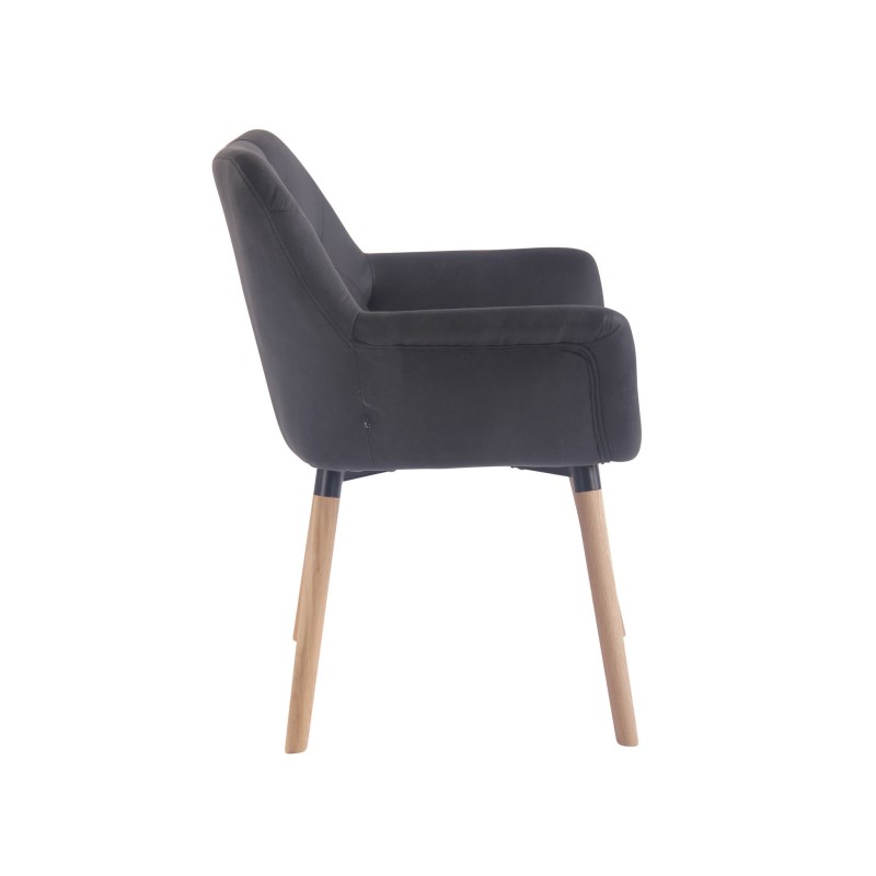 Silla de comedor vintage Cassidy, piel sintética, negro natural