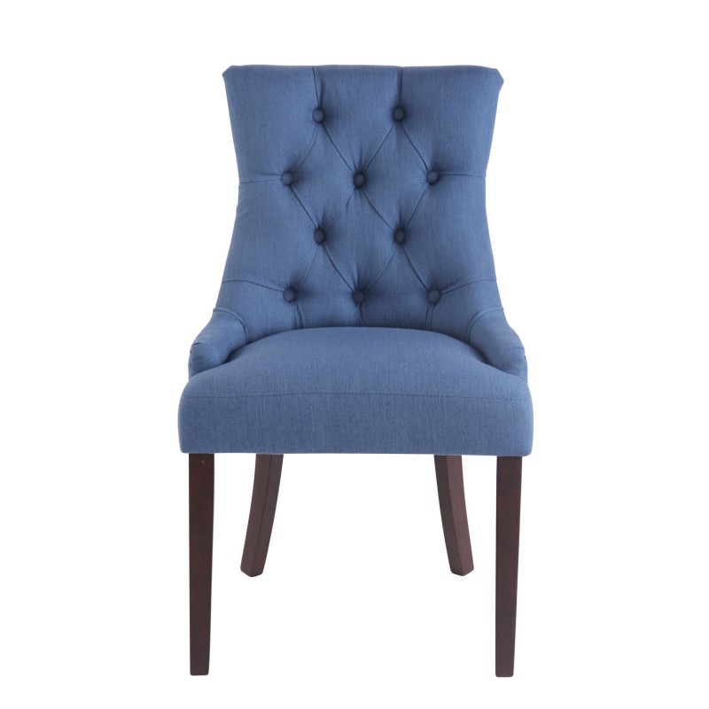 Silla de comedor Aberdeen, tapizada en tela azul antigua.