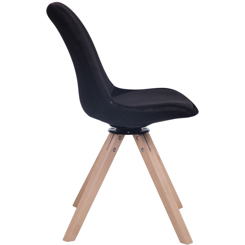 Silla de comedor Troyes en terciopelo cuadrado negro natural