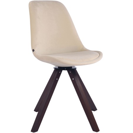 Silla de comedor Troyes en terciopelo, color nogal crema.