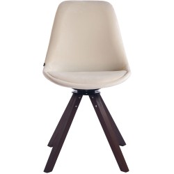 Silla de comedor Troyes en terciopelo, color nogal crema.