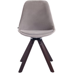 Silla de comedor cuadrada Troyes de terciopelo, gris nogal