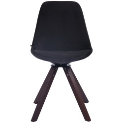 Silla de comedor cuadrada Troyes de terciopelo, nogal negro