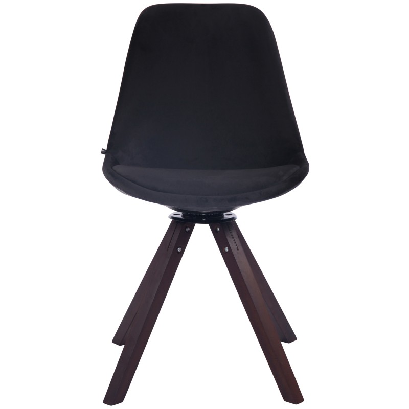 Silla de comedor cuadrada Troyes de terciopelo, nogal negro