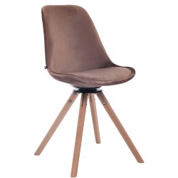 Silla de comedor redonda en terciopelo marrón natural, Troyes