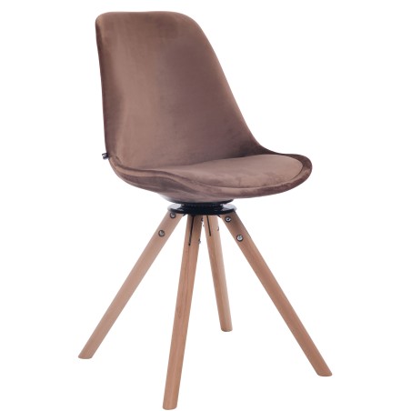 Silla de comedor redonda en terciopelo marrón natural, Troyes
