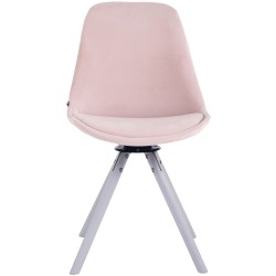 Silla de comedor Troyes, de terciopelo, redonda, blanca/rosa