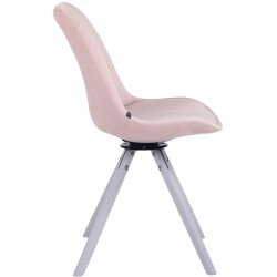 Silla de comedor Troyes, de terciopelo, redonda, blanca/rosa