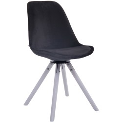 Silla de comedor redonda Troyes en terciopelo blanco y negro