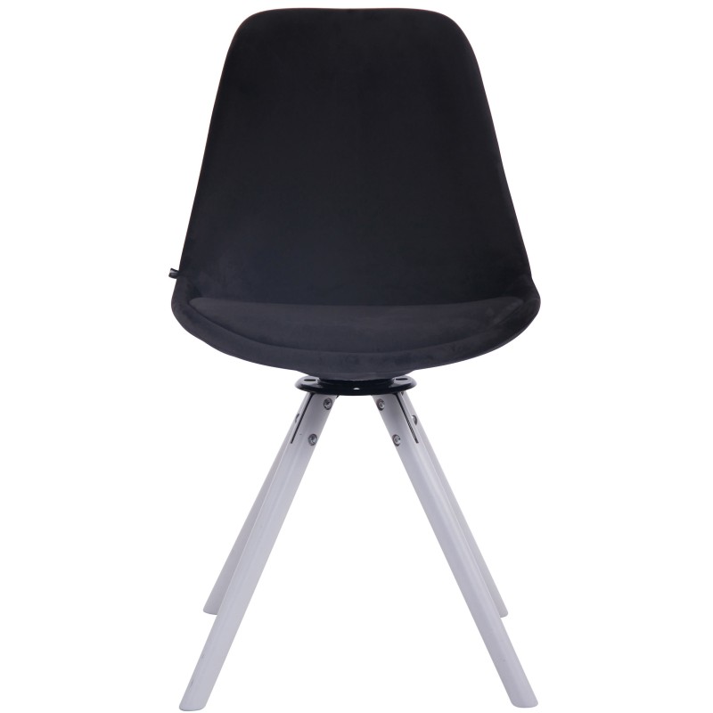 Silla de comedor redonda Troyes en terciopelo blanco y negro