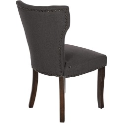Silla de comedor Zadar, tapizada en tela gris oscuro antigua.