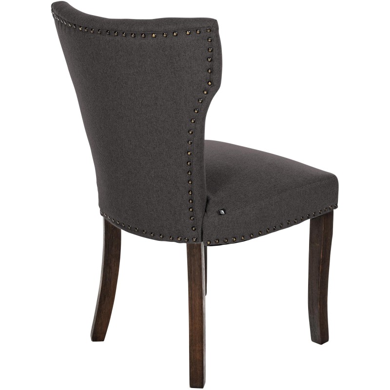 Silla de comedor Zadar, tapizada en tela gris oscuro antigua.
