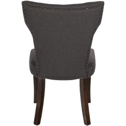 Silla de comedor Zadar, tapizada en tela gris oscuro antigua.