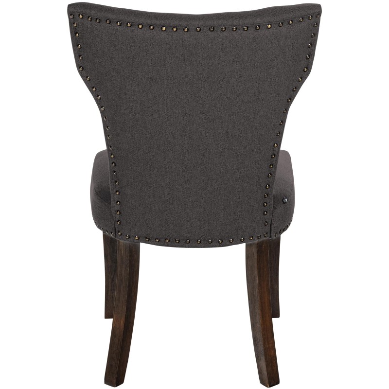 Silla de comedor Zadar, tapizada en tela gris oscuro antigua.