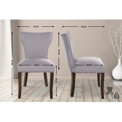 Silla de comedor Zadar, tapizada en tela gris oscuro antigua.