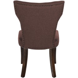 Silla de comedor Zadar, tapizada en tela marrón oscuro antigua.