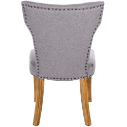 Silla de comedor Zadar, tapizada en tela gris claro antigua.