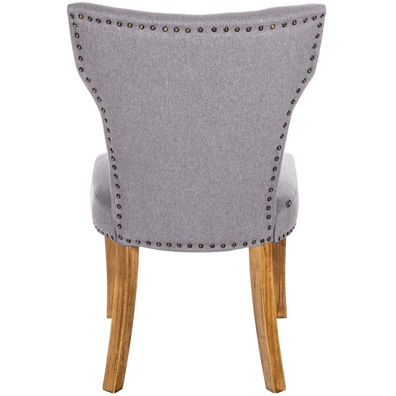 Silla de comedor Zadar, tapizada en tela gris claro antigua.