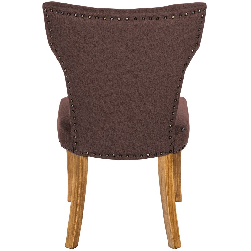 Silla de comedor Zadar, tapizada en tela marrón claro antigua.