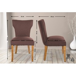 Silla de comedor Zadar, tapizada en tela marrón claro antigua.