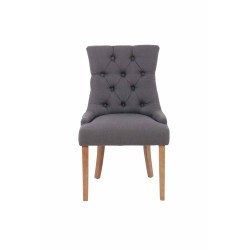 Juego de 2 sillas de comedor Aberdeen, tapizadas en tela gris oscuro envejecida clara