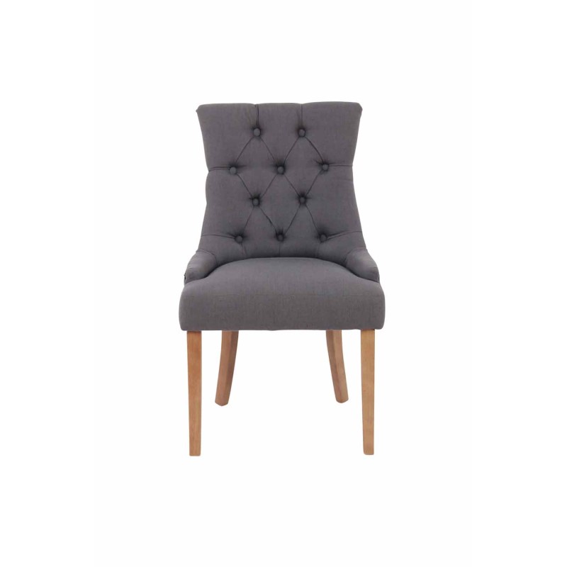 Juego de 2 sillas de comedor Aberdeen, tapizadas en tela gris oscuro envejecida clara