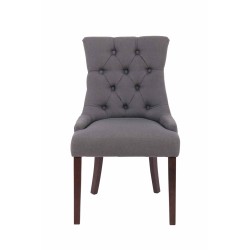 Juego de 2 sillas de comedor Aberdeen, tapizadas en tela gris oscuro antigua.