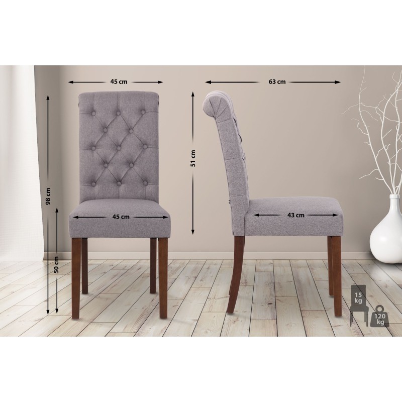 Silla de comedor Lisburn, tela gris