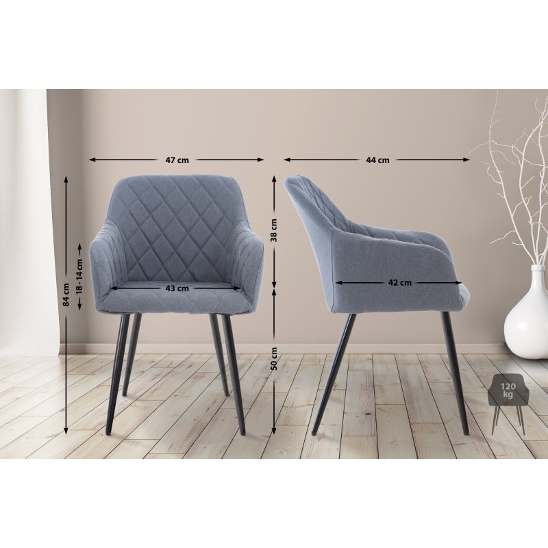 Silla de comedor Shila, tela gris oscuro