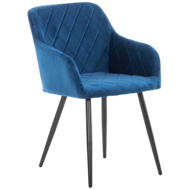 Silla de comedor Shila, terciopelo, azul