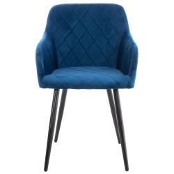 Silla de comedor Shila, terciopelo, azul