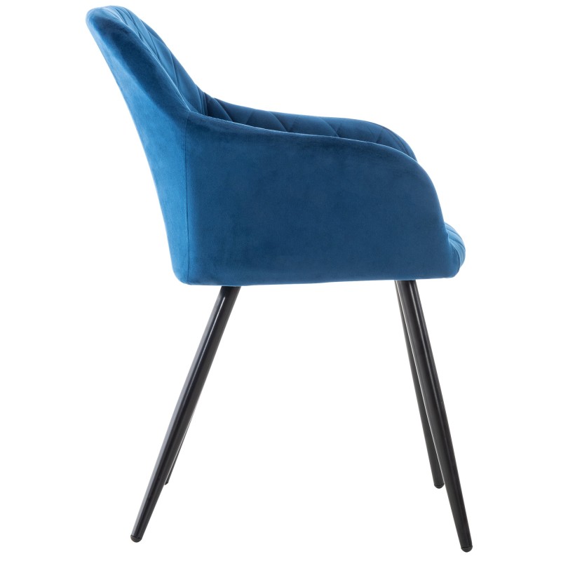 Silla de comedor Shila, terciopelo, azul