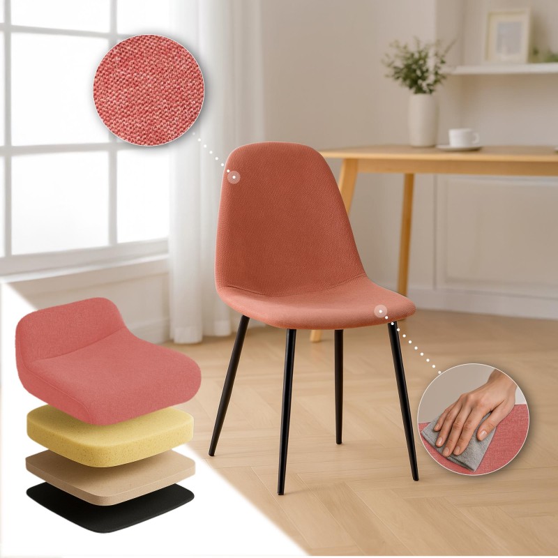 Silla de comedor Napier, tela naranja