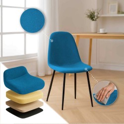 Silla de comedor Napier, tela azul