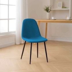 Silla de comedor Napier, tela azul