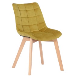 Silla de comedor Passaic en terciopelo amarillo