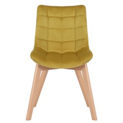 Silla de comedor Passaic en terciopelo amarillo
