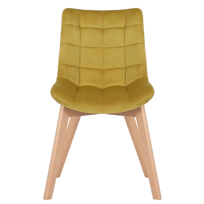 Silla de comedor Passaic en terciopelo amarillo