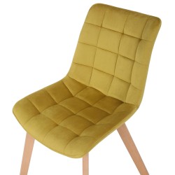 Silla de comedor Passaic en terciopelo amarillo