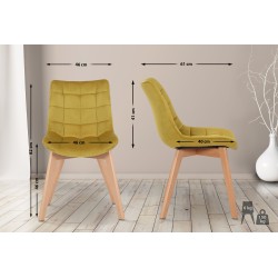 Silla de comedor Passaic en terciopelo amarillo