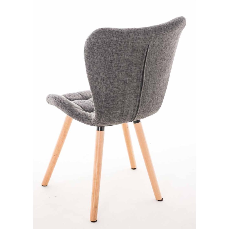 Juego de 4 sillas Elda, tapizadas en tela gris claro natural.