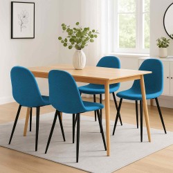 Juego de 4 sillas de comedor Napier en tela azul
