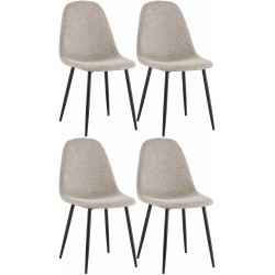 Juego de 4 sillas de comedor Napier en tela color crema